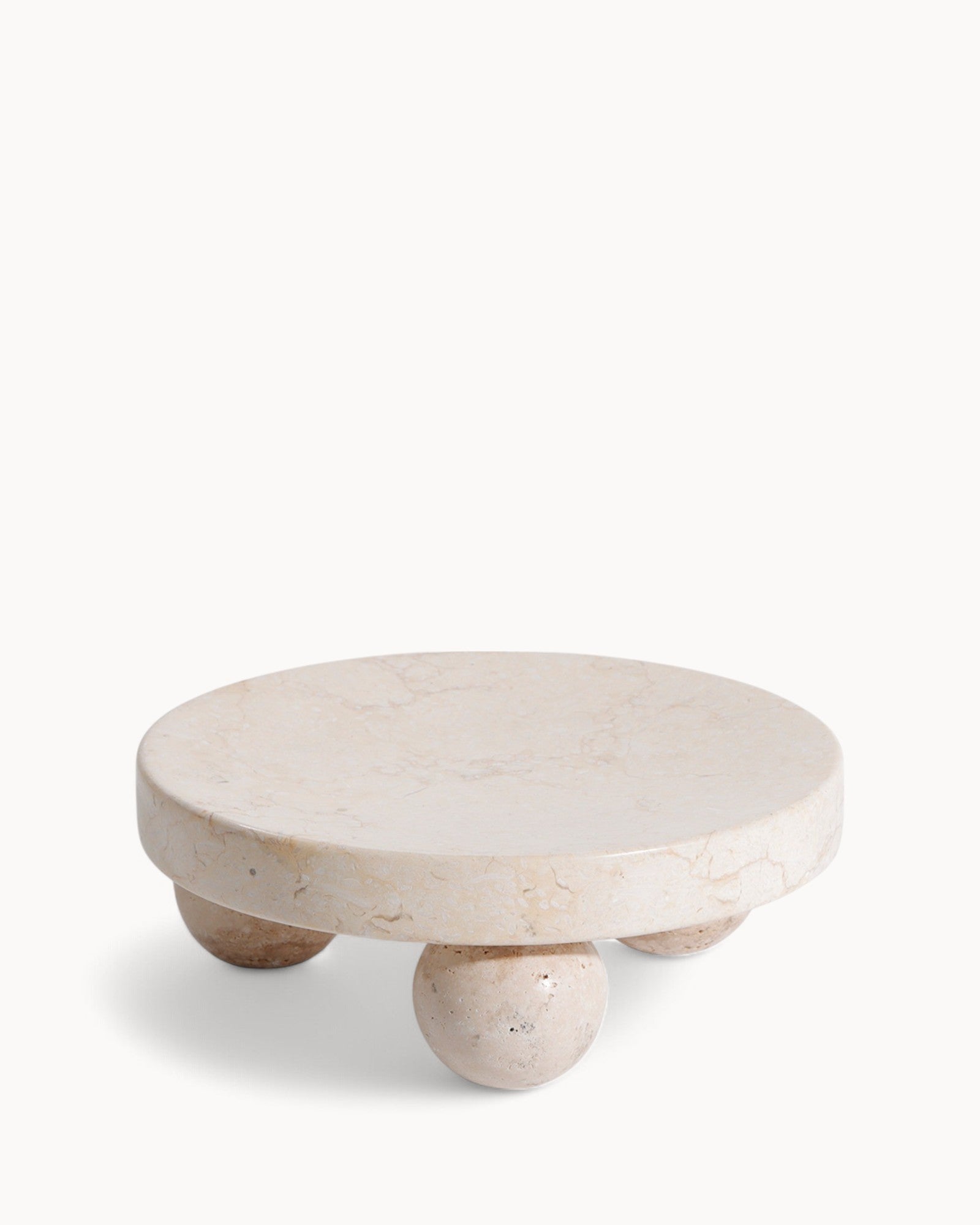 Wabi-Sabi Marmeren Plateau – Beige Rond 23x9 cm – Decoratief Plateau-Plateau-Maevias