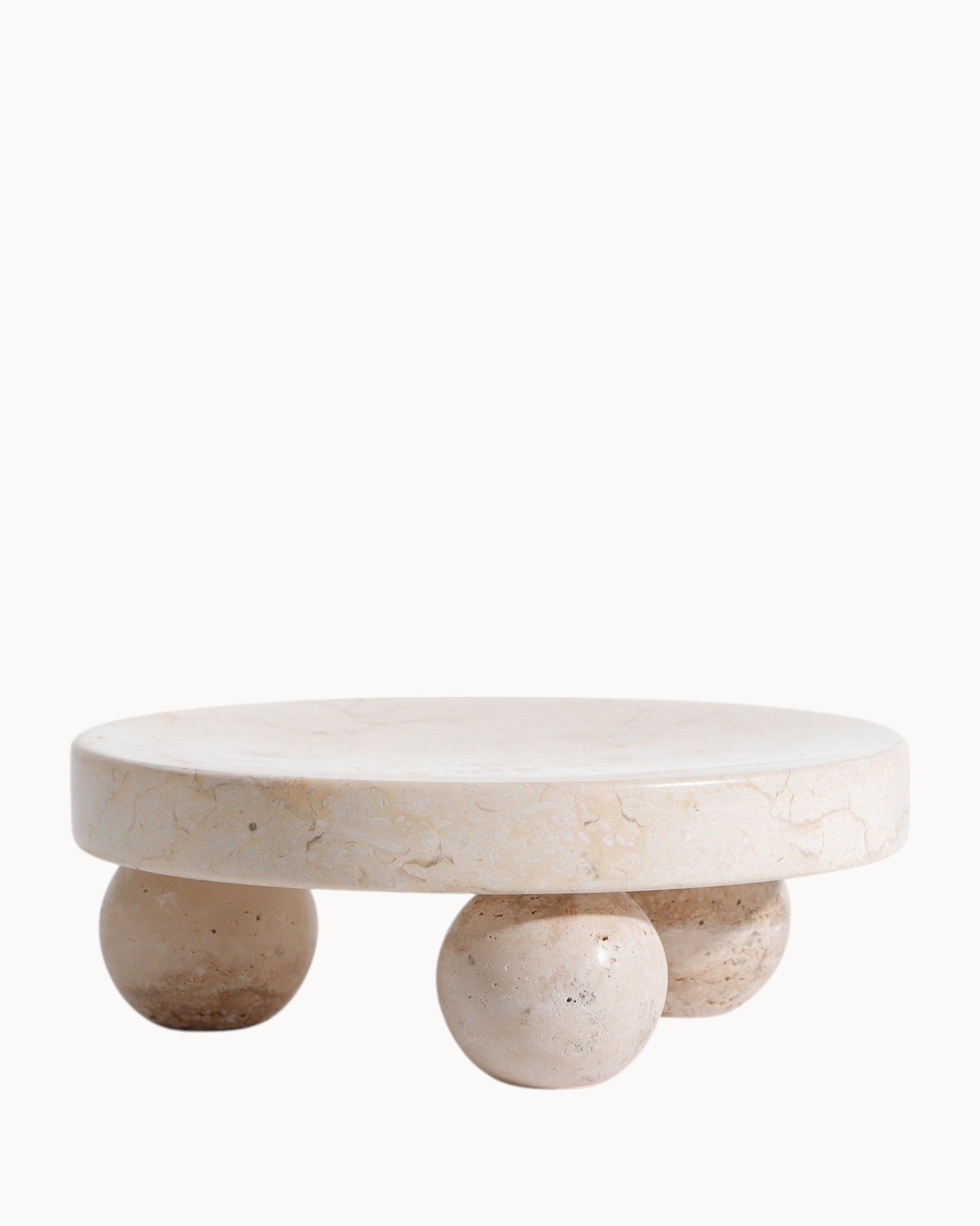 Wabi-Sabi Marmeren Plateau – Beige Rond 23x9 cm – Decoratief Plateau-Plateau-Maevias