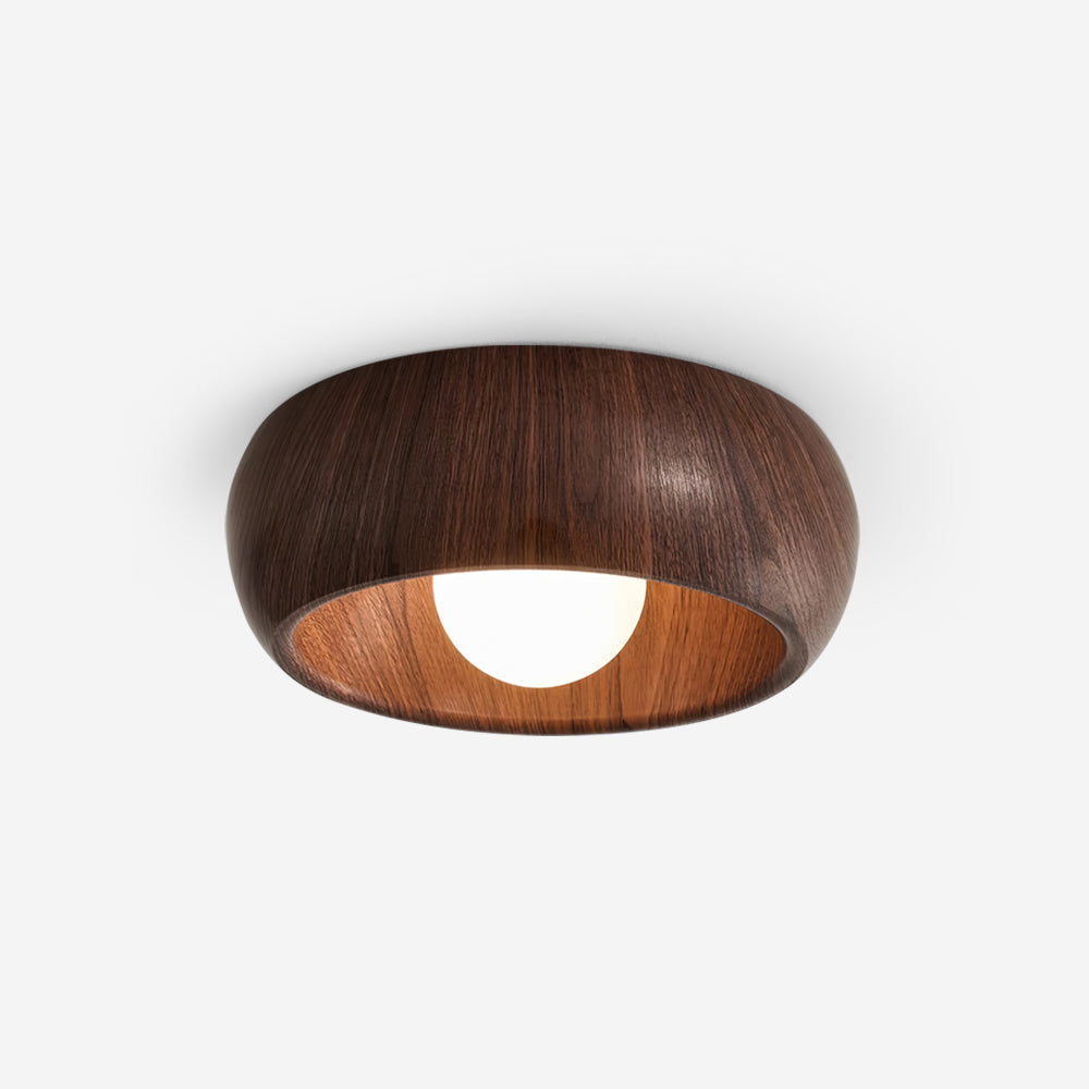 Wooden ceiling light fixture on a white background