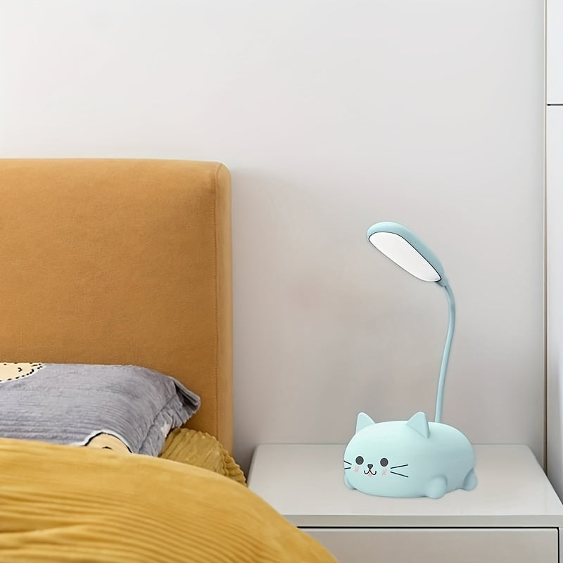 Verstelbare LED Bureaulamp met USB Oplaadfunctie – Schattige Cartoon Kat Tafellamp met Warm Oogvriendelijk Licht