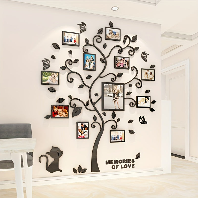 Acryl Fotolijst Muurdecoratie – 3D Creatieve Fotoboom, Zelfklevende Muursticker voor Familie & Huisdieren