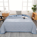 Preppy Style Plaid Zomer Quilt – Lichtgewicht Ultrasonisch Gewatteerde Bedsprei