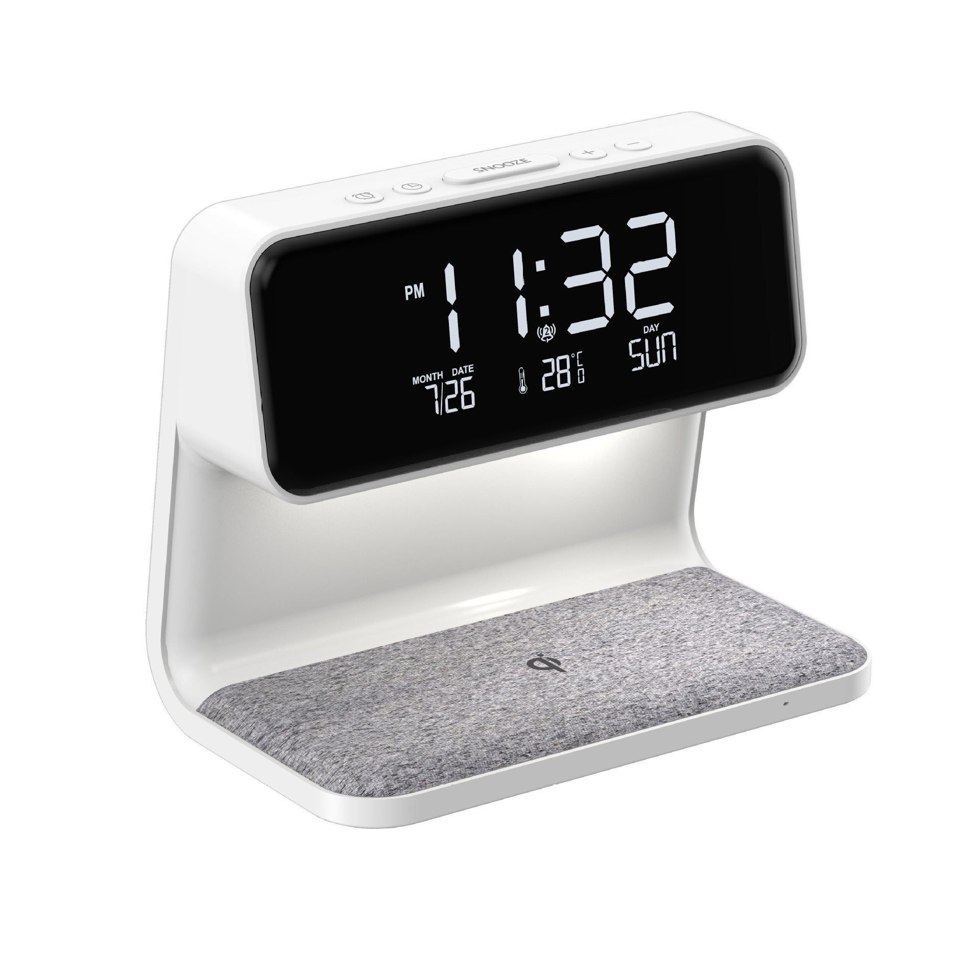 3-in-1 Nachtlamp met Draadloze Oplader – LCD Wekker & Touch Dimbare LED Tafellamp