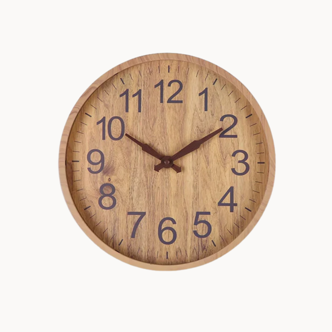Natuurlijke Houten Wandklok – Minimalistisch Ontwerp & Tijdloze Woondecoratie