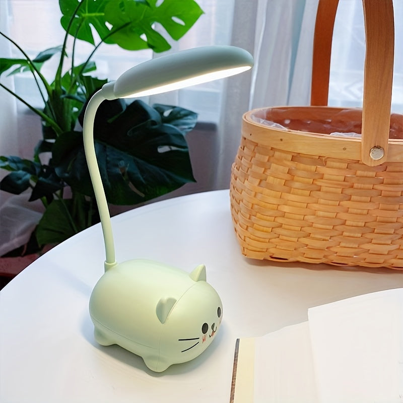 Verstelbare LED Bureaulamp met USB Oplaadfunctie – Schattige Cartoon Kat Tafellamp met Warm Oogvriendelijk Licht