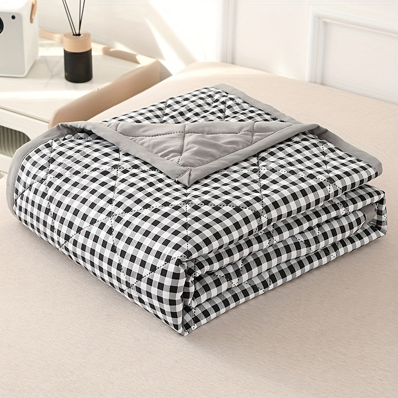 Preppy Style Plaid Zomer Quilt – Lichtgewicht Ultrasonisch Gewatteerde Bedsprei